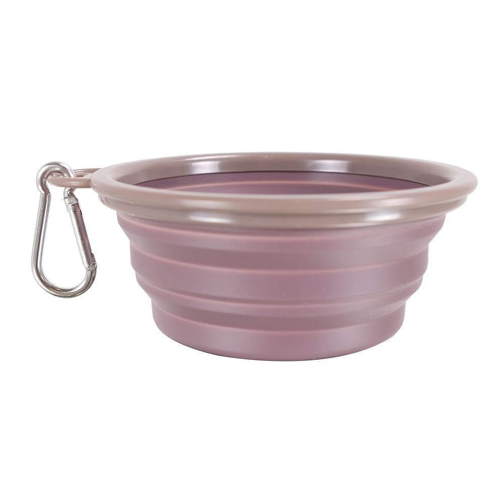 Quick Bite Collapsible Travel Pet Bowl - Brown/Aubergine