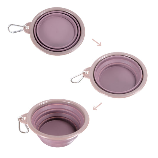 Quick Bite Collapsible Travel Pet Bowl - Brown/Aubergine